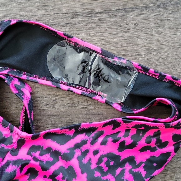 Adika Pink & Black Leopard Print One Piece Low-Back Cheeky One Piece NWT Size XS - Picture 6 of 8